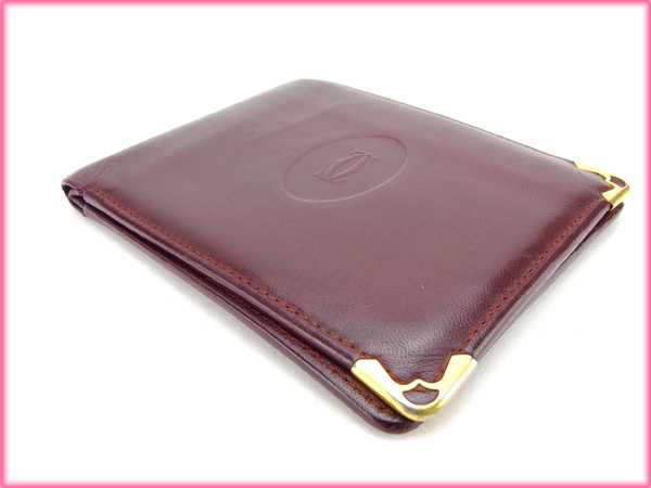 Cartier Portefeuille Sac à Main Bifold Mastline Rouge Femme Authentique officiel Occasion Y2915