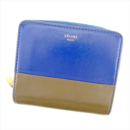 ■管理番号：T9452 ◆参考価格：円 【商品説明】 セリーヌ【CELINE】の 二つ折り財布です。 オシャレなバイカラーデザイン&star;小銭入れはラウンドファスナー式で大きく開くのでお金