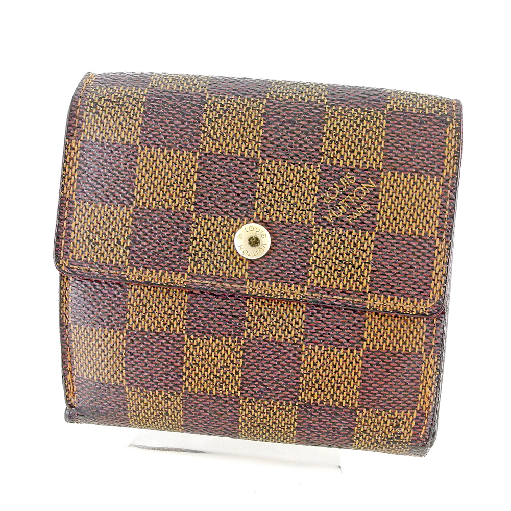 Louis Vuitton W hook purse Damier Brown Beige Gold Women Men Auth B1038 | eBay