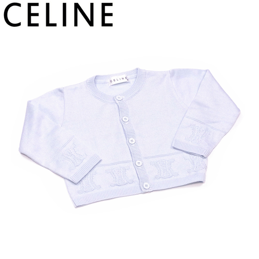 ■管理番号：B1048 ◆参考価格：円 【商品説明】 セリーヌ【CELINE】の 「キッズ90サイズ」 カーディガンです。 ブランドの象徴的なマカダムマーク入り&star;爽やかなベビーブルー