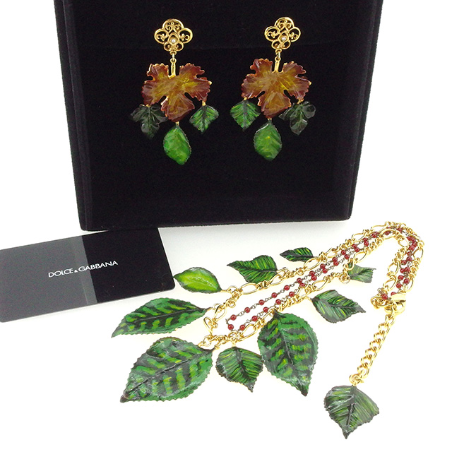 ドルチェ & ガッバーナ ネックレス セット イヤリング アクセサリー ドルガバ リーフ 中古