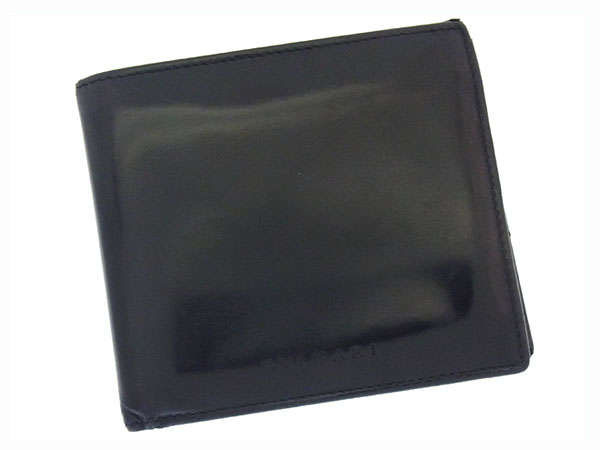 Bvlgari Wallet Compact Size Mens Logo Black Enamel Leather Discount Sale Used Ebay