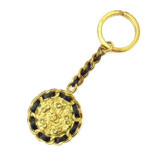 Chanel key ring Key holder COCO Gold Black Woman Authentic Used Y1584