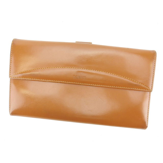 Sac à main portefeuille Loewe logo portefeuille long marron femme authentique d'occasion P331