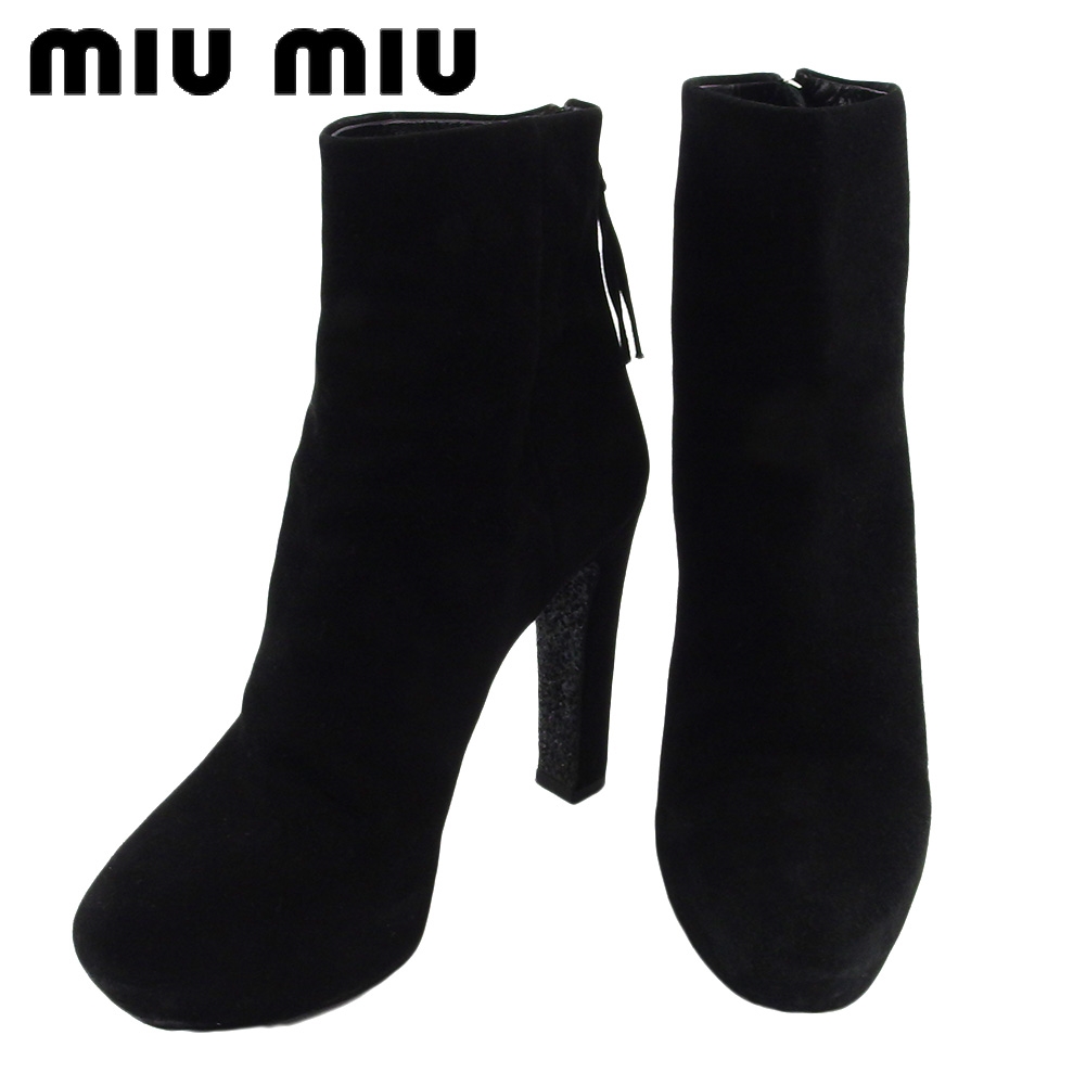 ■管理番号：B1132 ◆参考価格：円 【商品説明】 ミュウミュウ【miu miu】の 「34サイズ」 ブーツです。 スタイリッシュなショート丈&star;アウトソールのグリッター付きがポイン