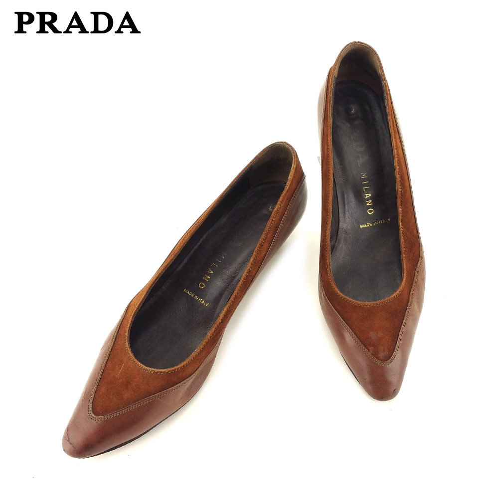 ■管理番号：G1462 ◆参考価格：円 【商品説明】 プラダ【PRADA】の 「37サイズ」 パンプスです。 オシャレな異素材コンビ&star;エレガントなポインテッドトゥタイプです♪ ◆ラン