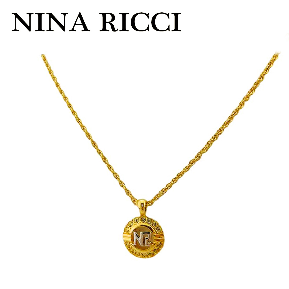 ■管理番号：H909 ◆参考価格：円 【商品説明】 ニナ リッチ【NINA RICCI】の ネックレスです。 ブランドの象徴的なNRマークデザイン&star;キラキラのラインストーン付きです♪