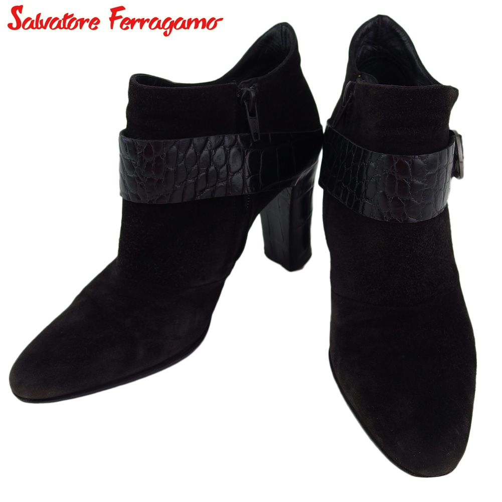 ■管理番号：L3522 ◆参考価格：円 【商品説明】 サルヴァトーレ フェラガモ【Salvatore Ferragamo】の 「5Cサイズ」 ブーツです。 ブランドの象徴的なガンチーニ金具付き&