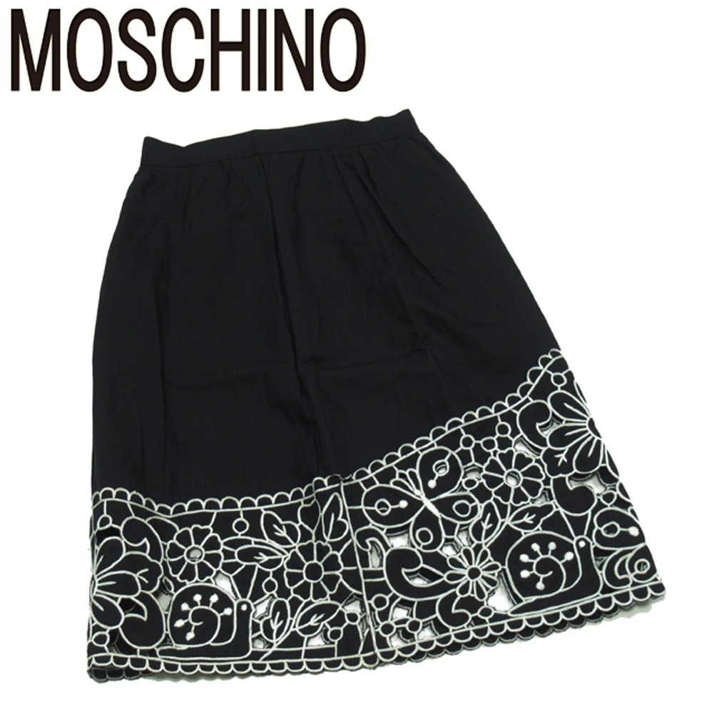 ■管理番号：L3748 ◆参考価格：円 【商品説明】 モスキーノ【MOSCHINO】の 「USA10サイズ」 スカートです。 上品な透かしフラワーレース&star;クラシカルなブラック×ホワイ