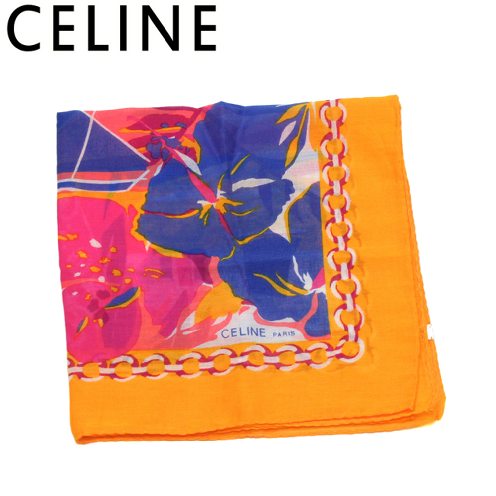 ■管理番号：Q735 ◆参考価格：円 【商品説明】 セリーヌ【CELINE】の ハンカチです。 色鮮やかなプリントが印象的&star;持っているだけでオシャレ度がアップします♪ 素材：コットン