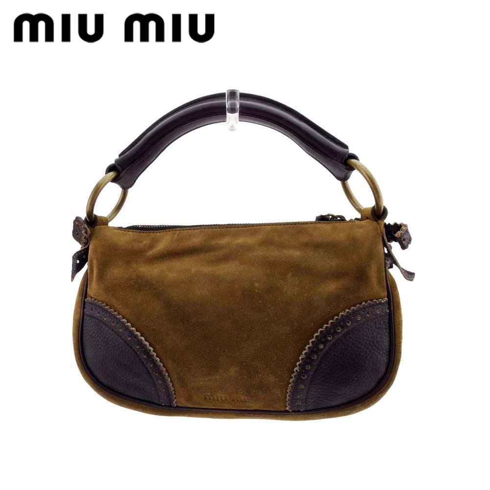 ■管理番号：T20785 ◆参考価格：円 【商品説明】 ミュウミュウ【miu miu】の ハンドバッグです。 オシャレな異素材コンビデザイン&star;ちょっとした小物を入れてオシャレに持ち歩